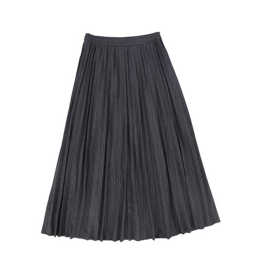 VALENTINA GREY PINSTRIPE WOOL A-LINE SKIRT