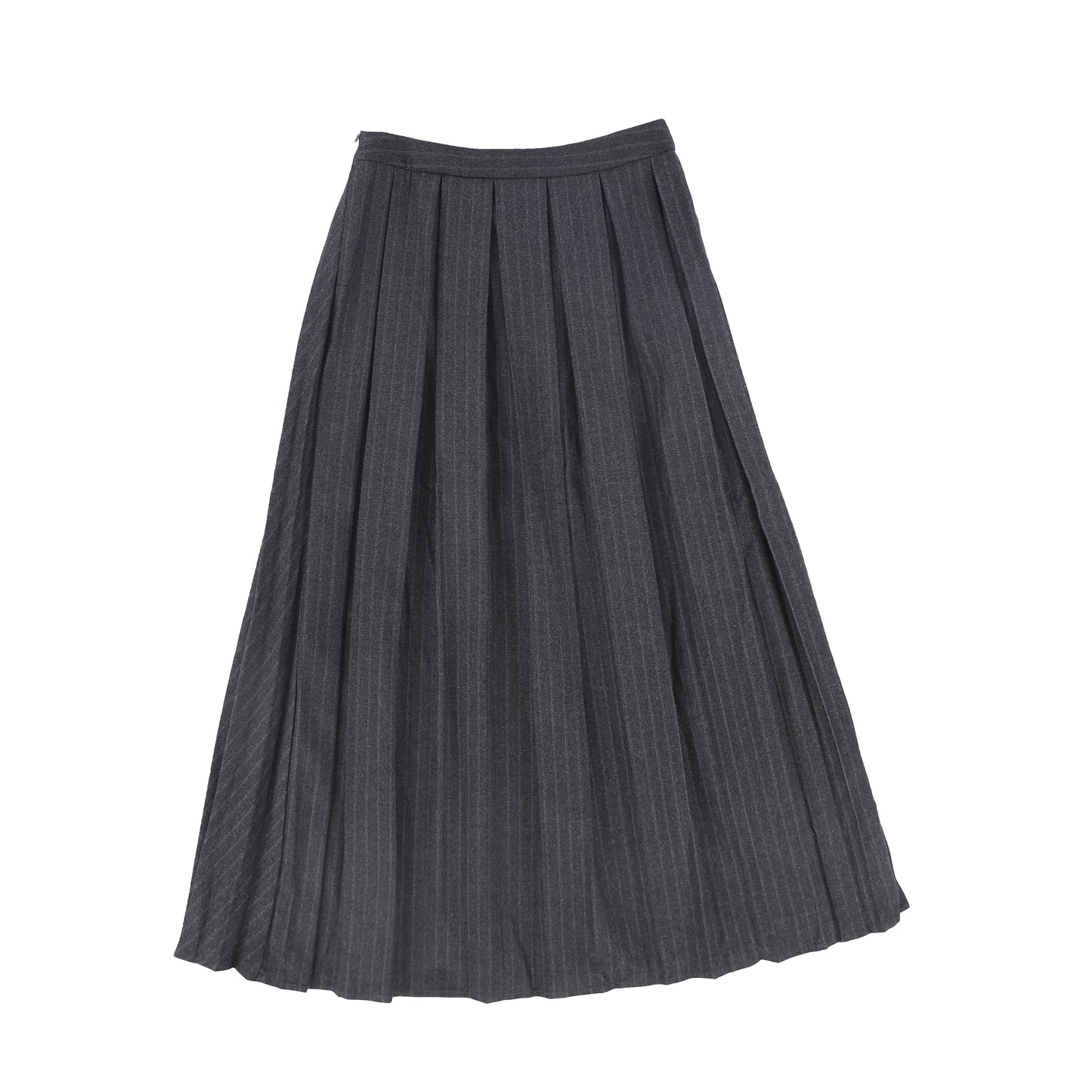 VALENTINA GREY PINSTRIPE WOOL A-LINE SKIRT
