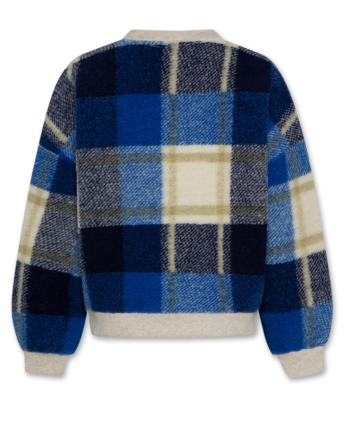 A076 BLUE/BEIGE PLAID SWEATER