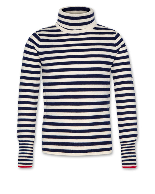 A076 NAVY STRIPED TURTLENECK