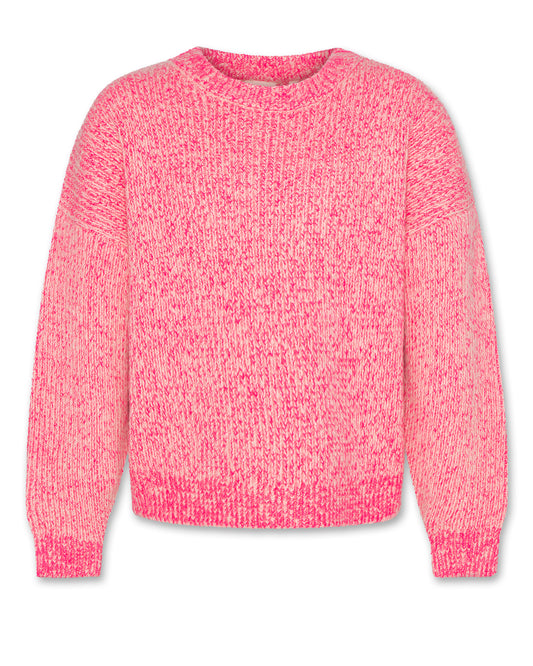 A076 HOT PINK TEXTURED CHUNKY KNIT SWEATER