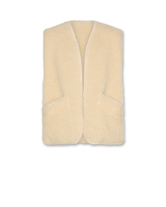 A076 BEIGE SHERPA VEST