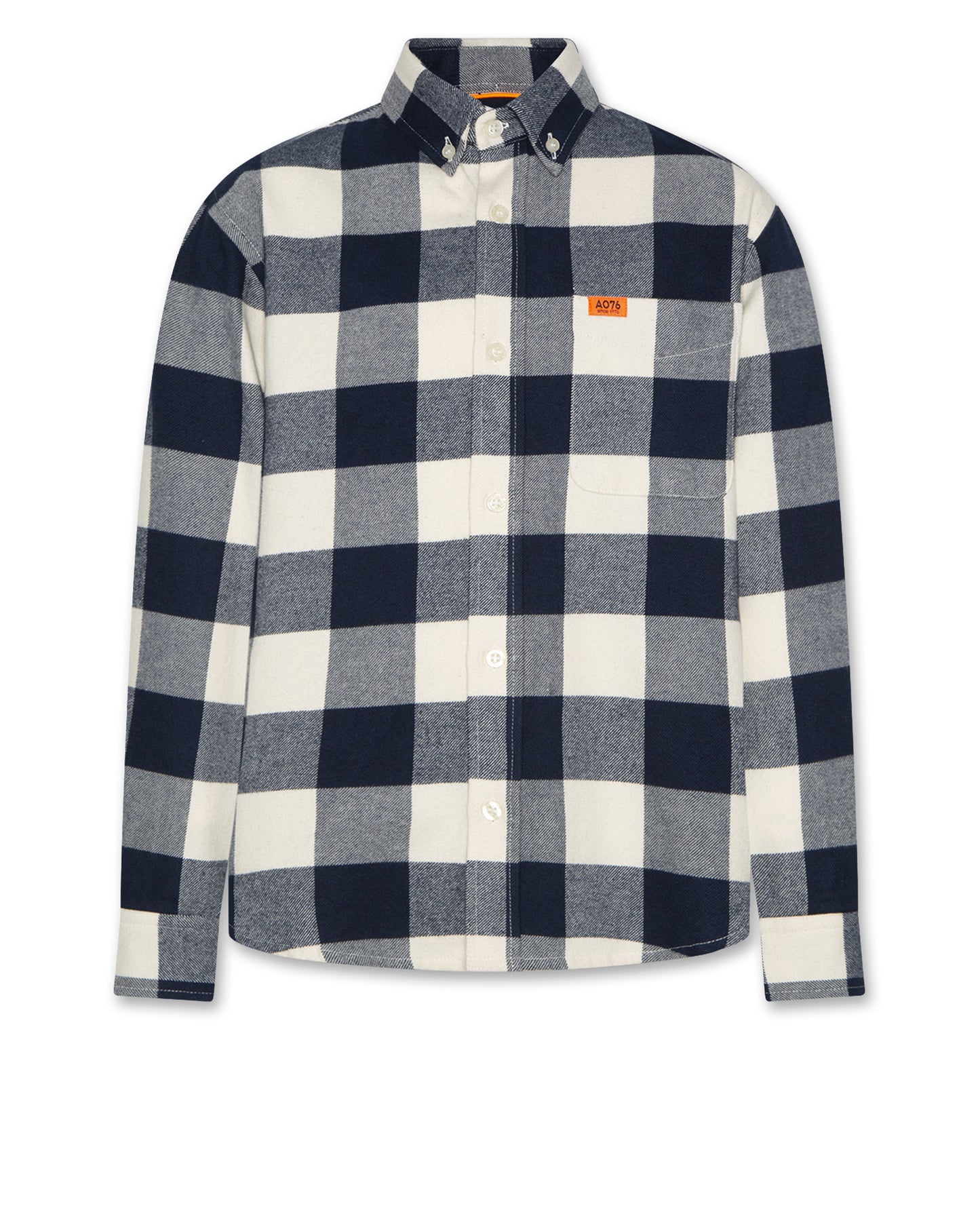A076 NAVY PLAID COLLAR SHIRT