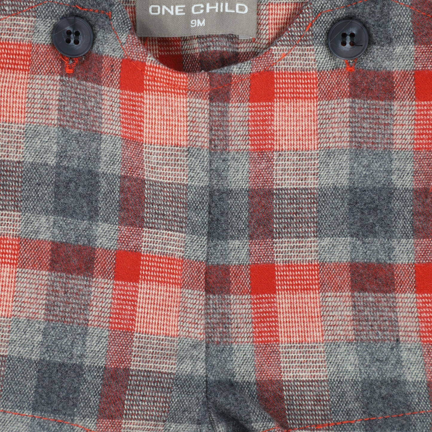 ONE CHILD GREY PLAID BUTTON SUSPENDER SHORTS