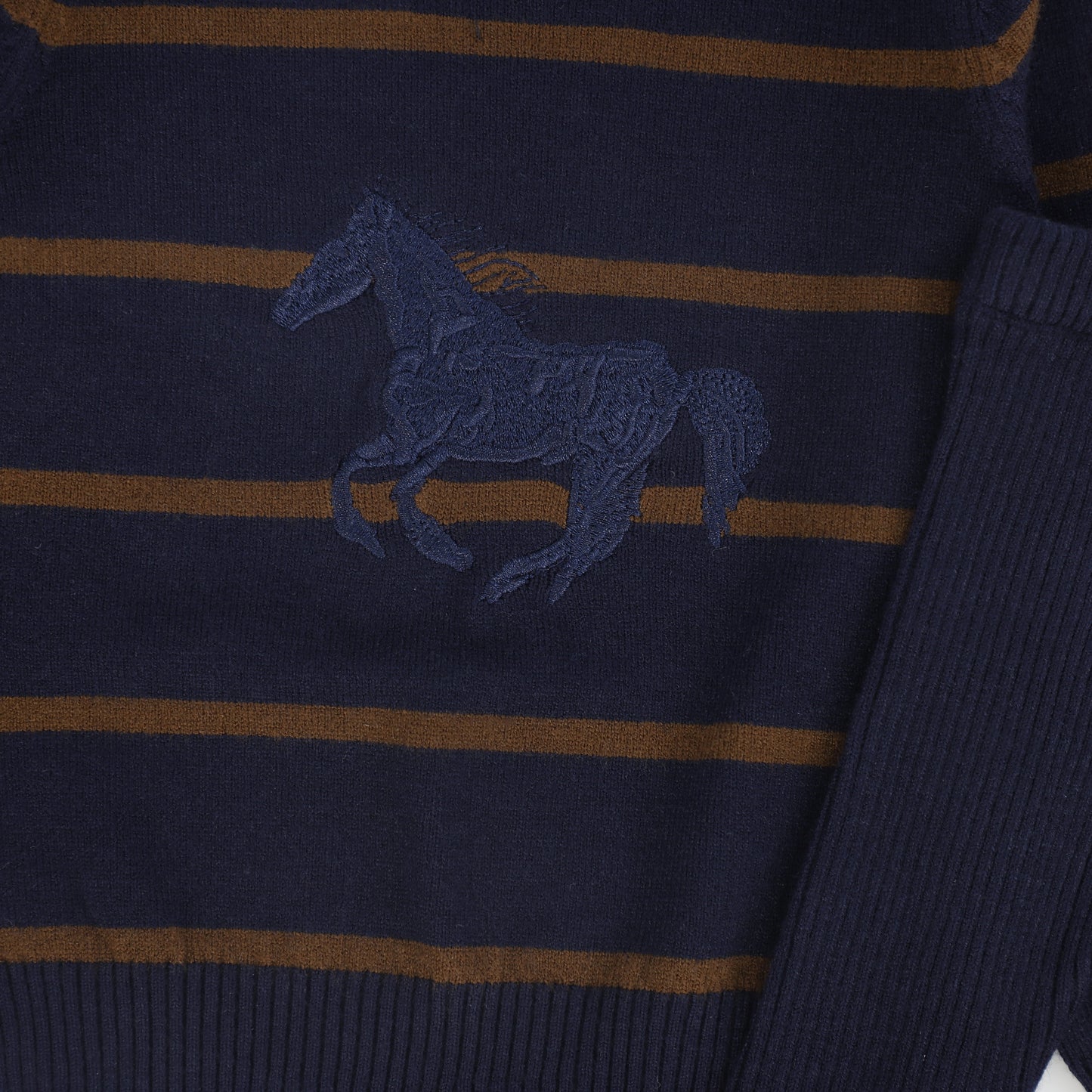 HARPER JAMES NAVY HORSE EMBROIDERED SWEATER SET