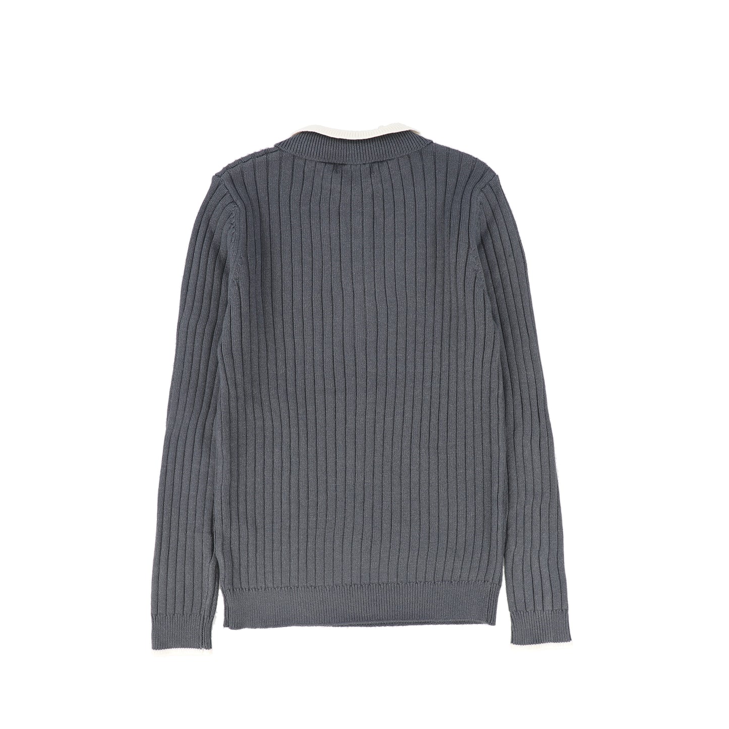LE BOURDON GREY WIDE RIBBED COLLAR SWEATER