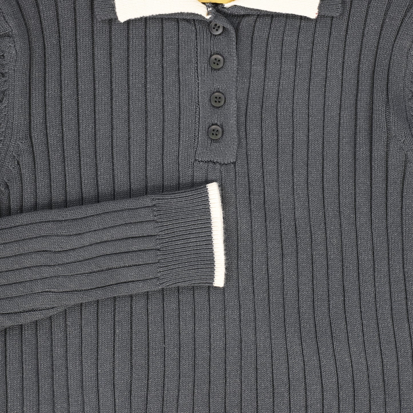 LE BOURDON GREY WIDE RIBBED COLLAR SWEATER