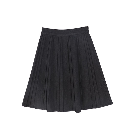 VALENTINA BLACK DENIM PLEATED SKIRT