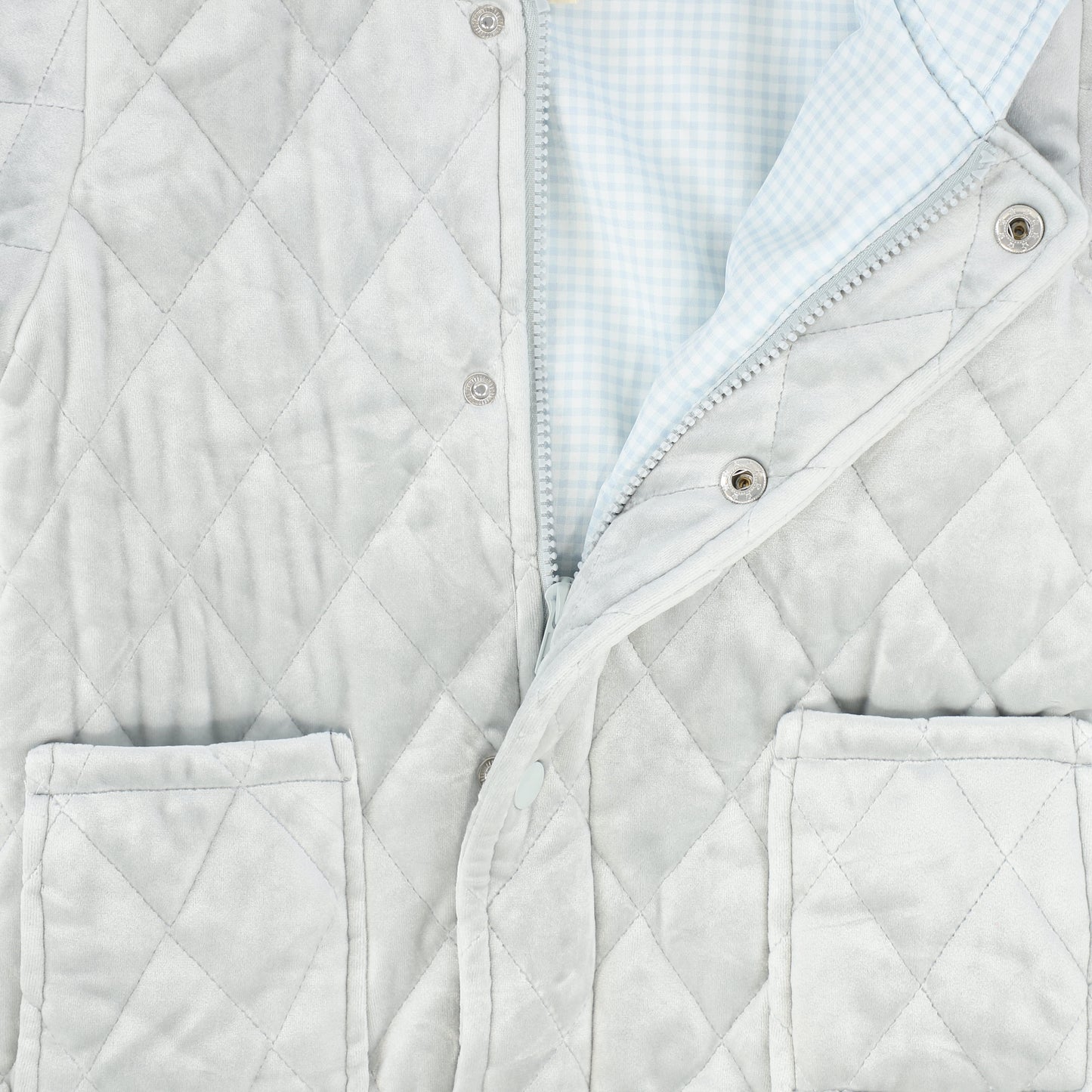 BEBE JOLEE CLOUDY BLUE VELOUR QUILTED JACKET