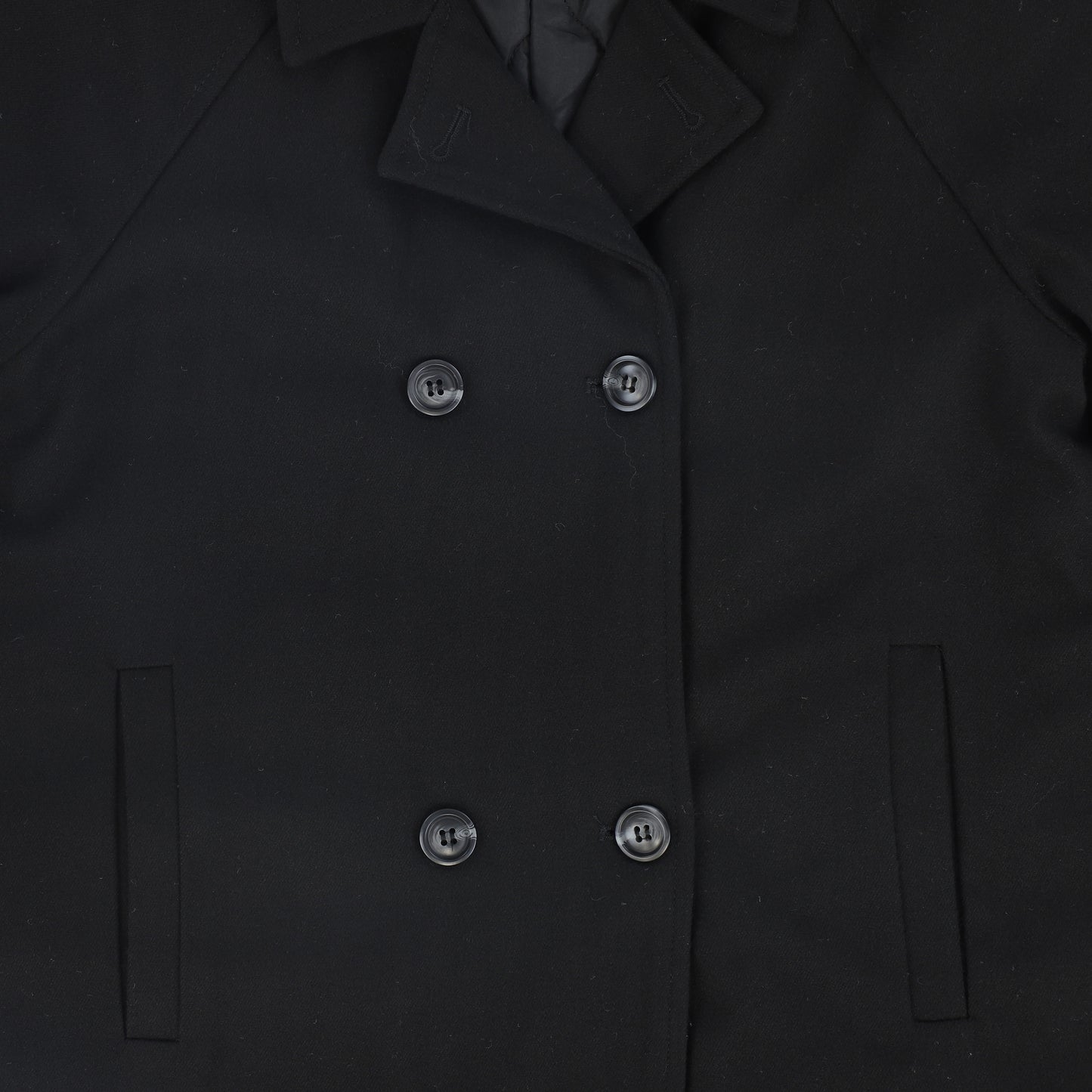 LE BOURDON BLACK DOUBLE BREASTED COAT