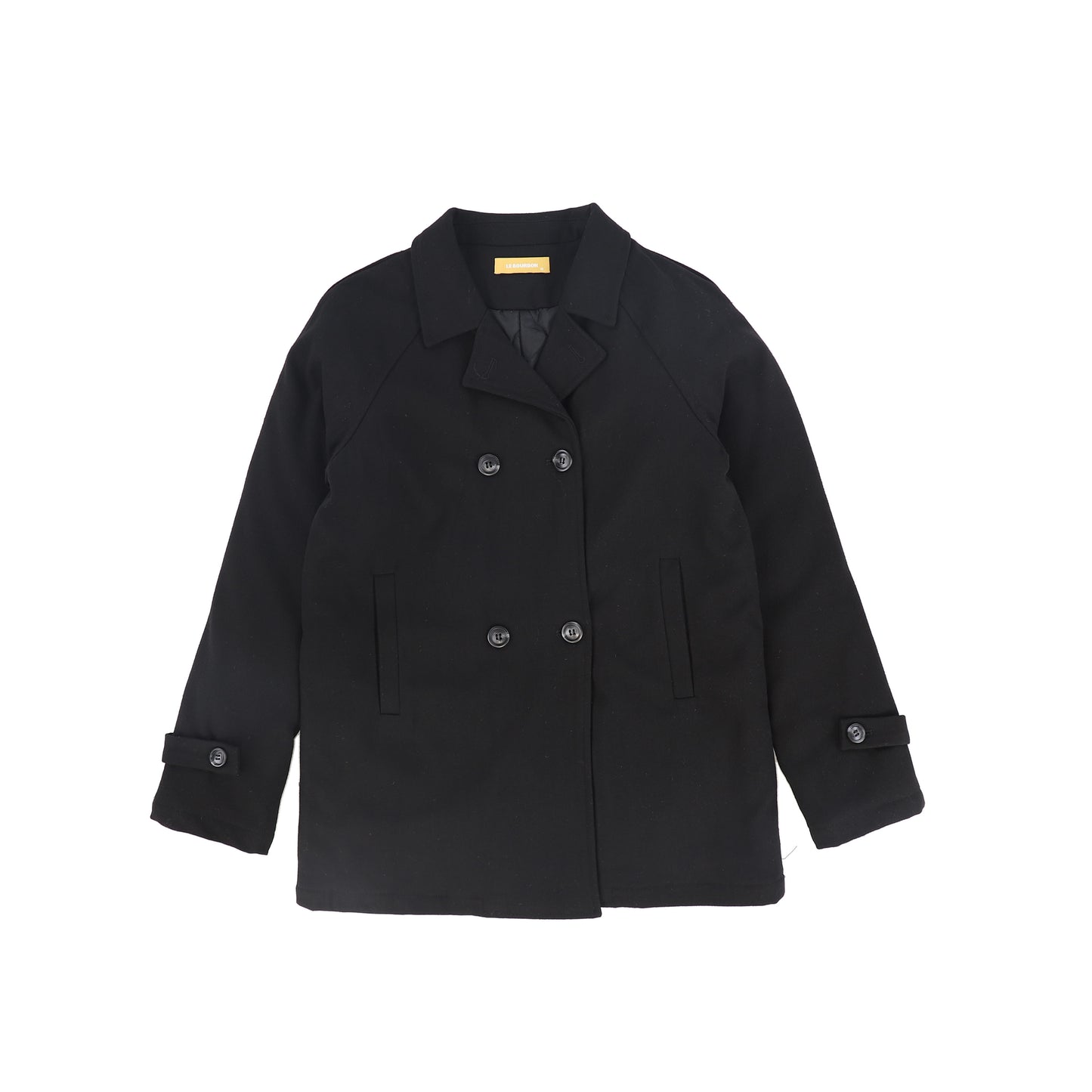LE BOURDON BLACK DOUBLE BREASTED COAT