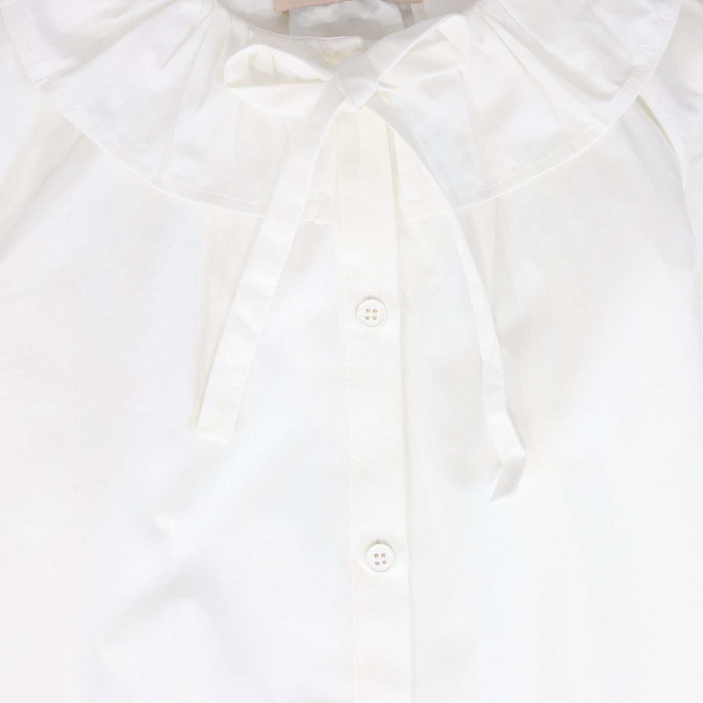 TUSTELLO WHITE POPLIN RUFFLE COLLAR TIE BLOUSE