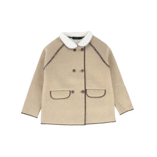 BAMBOO BEIGE PIPED DOUBLE BREASTED BLAZER