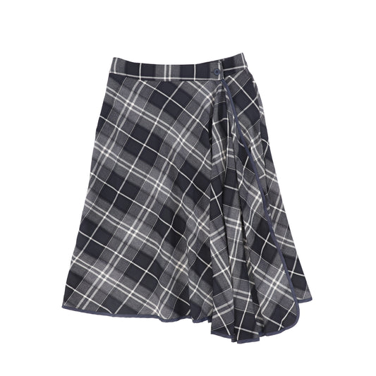 BAMBOO NAVY PLAID WRAP RUFFLE SKIRT