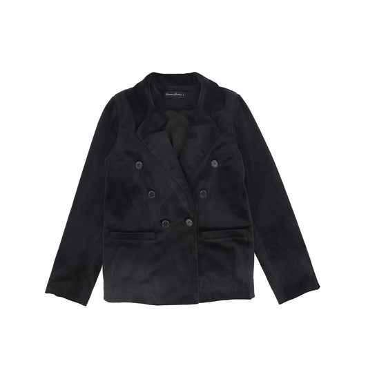 FRANCESCA GUILIANO BLACK VELVET BUTTONED BLAZER