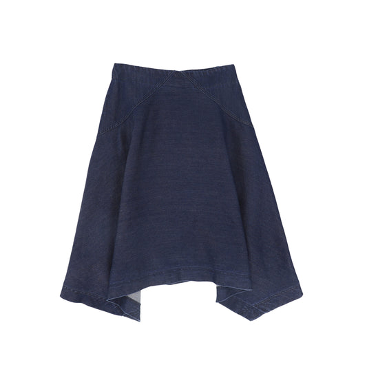 BAMBOO MID BLUE DENIM DIAGONAL STITCHED SKIRT