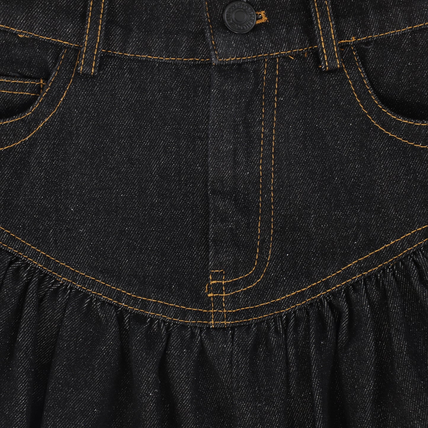 BAMBOO BLACK DENIM DROP WAIST FRILL SKIRT