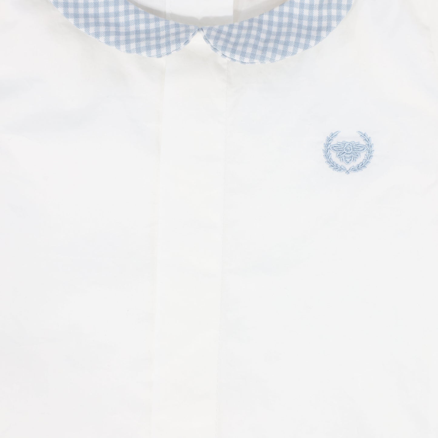 LE BOURDON WHITE/BLUE LINEN COLLAR BLOUSE