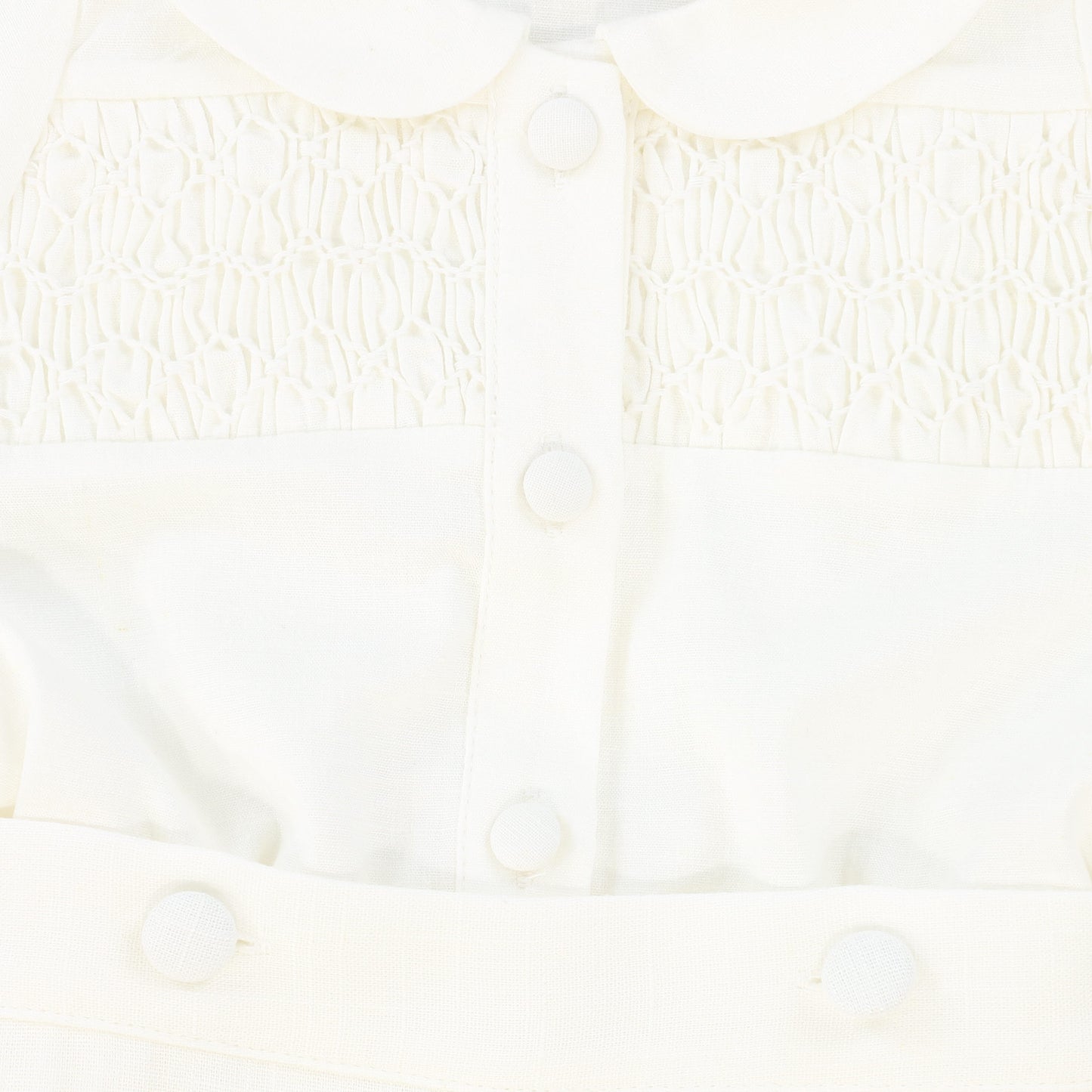 FRANCESCA GUILIANO IVORY LINEN SMOCKED COLLAR SET