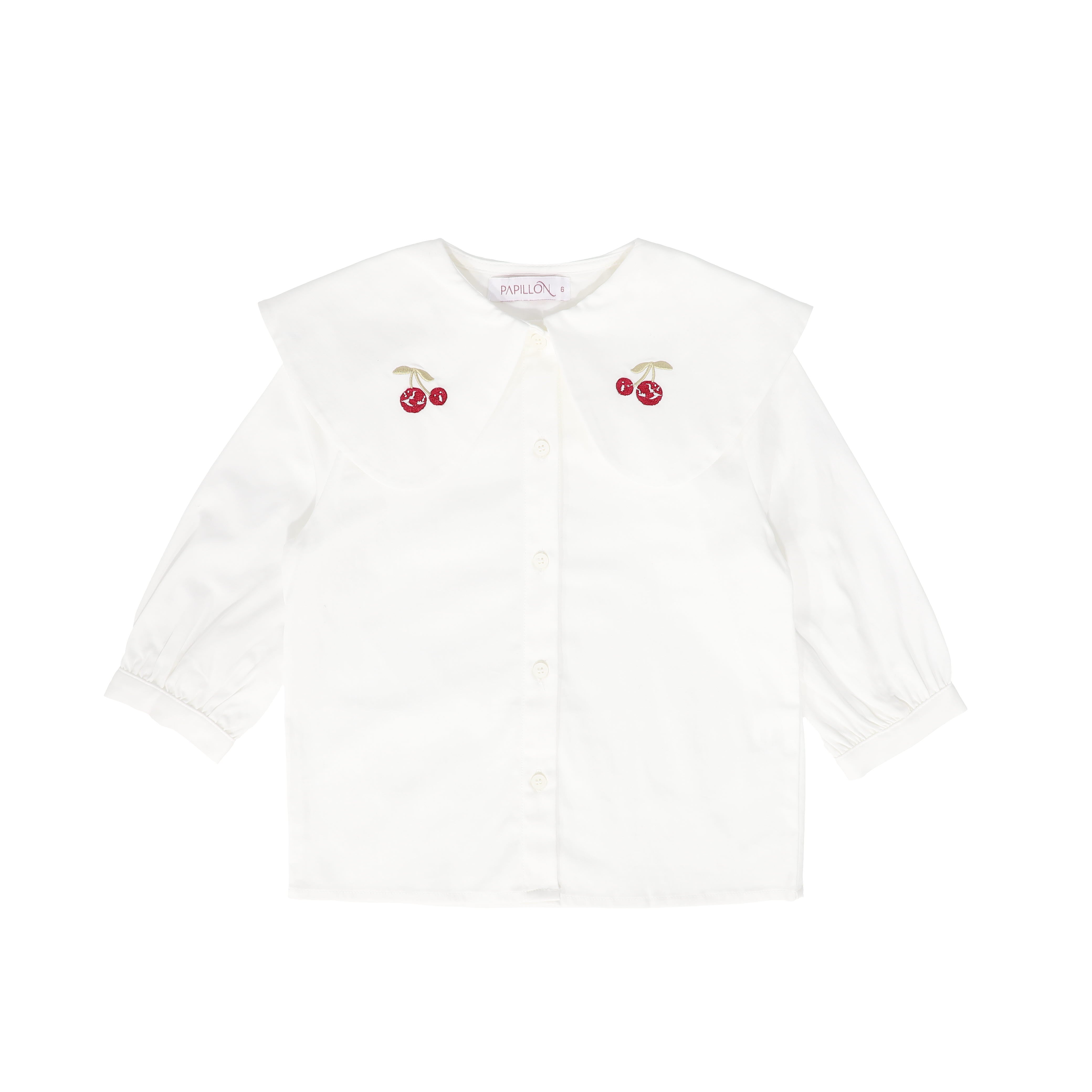 PAPILLON WHITE EMBROIDERED CHERRY BLOUSE [FINAL SALE] – Luibelle