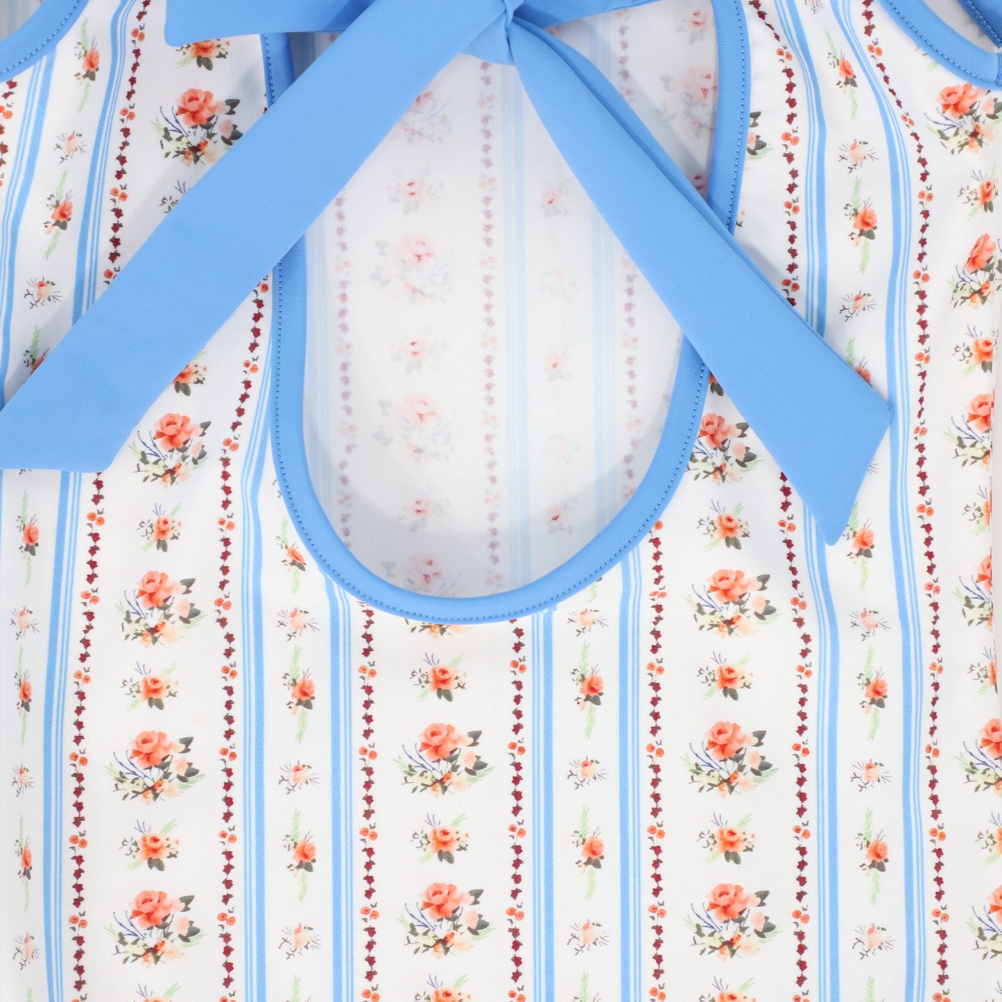 WATER CLUB BLUE FLORAL STRIPE BOW SWIMSUIT