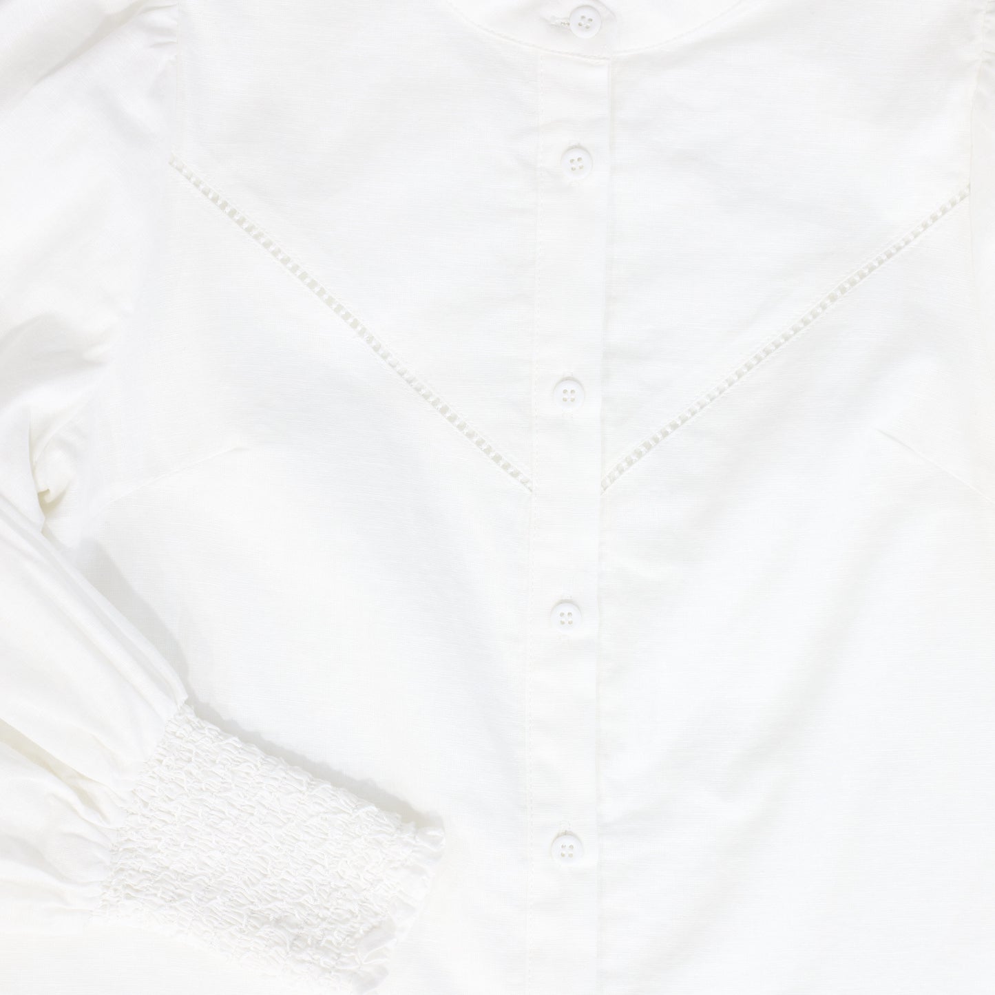 BAMBOO WHITE STITCHED LINEN BLOUSE
