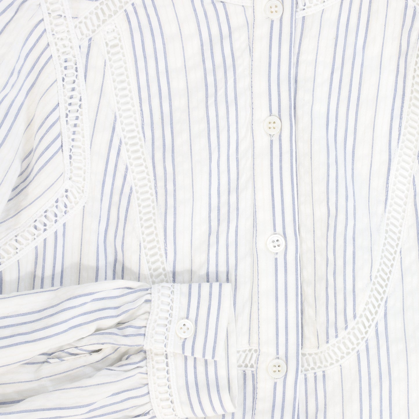 VALENTINA LIGHT BLUE STRIPED LACE TRIM DRESS