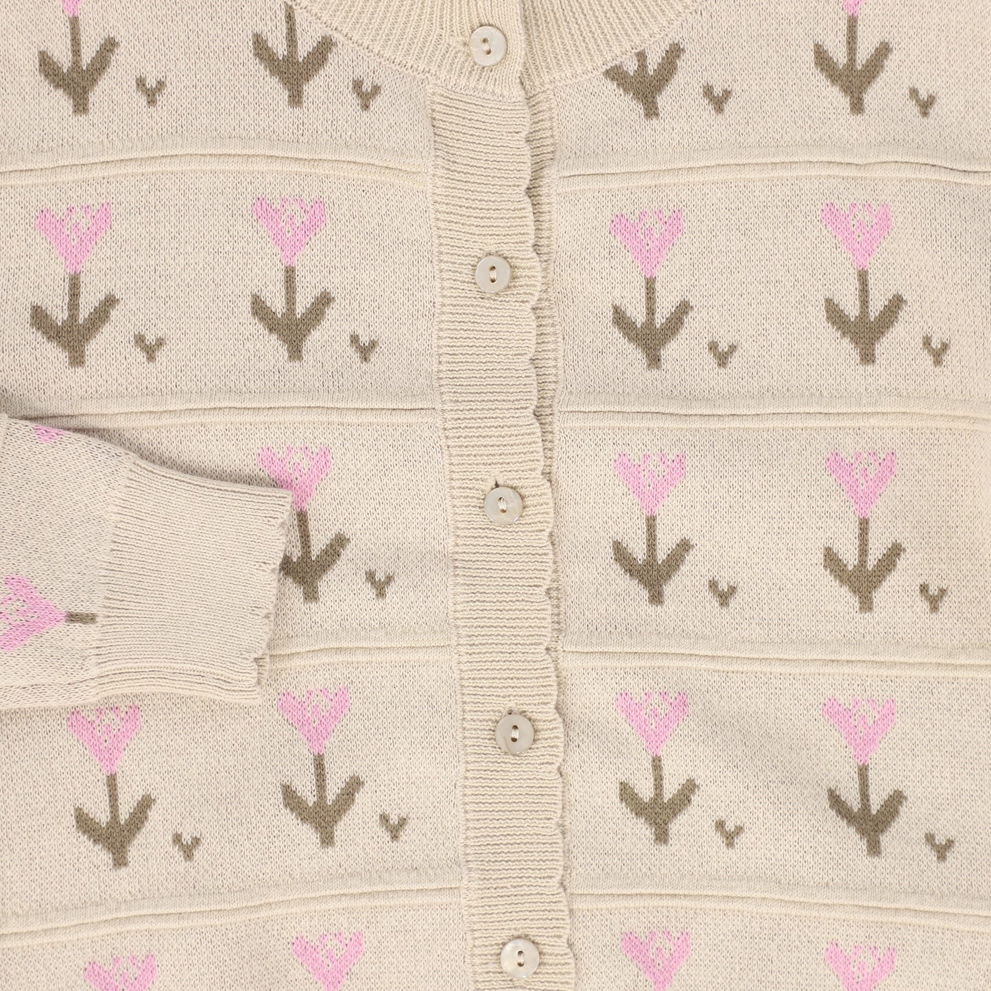 BACE COLLECTION BEIGE TULIP KNIT CARDIGAN