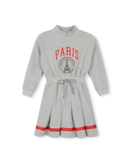 PHIL AND PHOEBE GREY PARIS STRIPED TRIM SWEATSHIRT DRESS