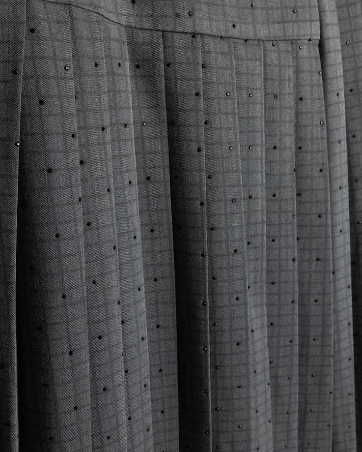 TUSTELLO CHARCOAL ACCORDIAN PLEAT MIDI SKIRT