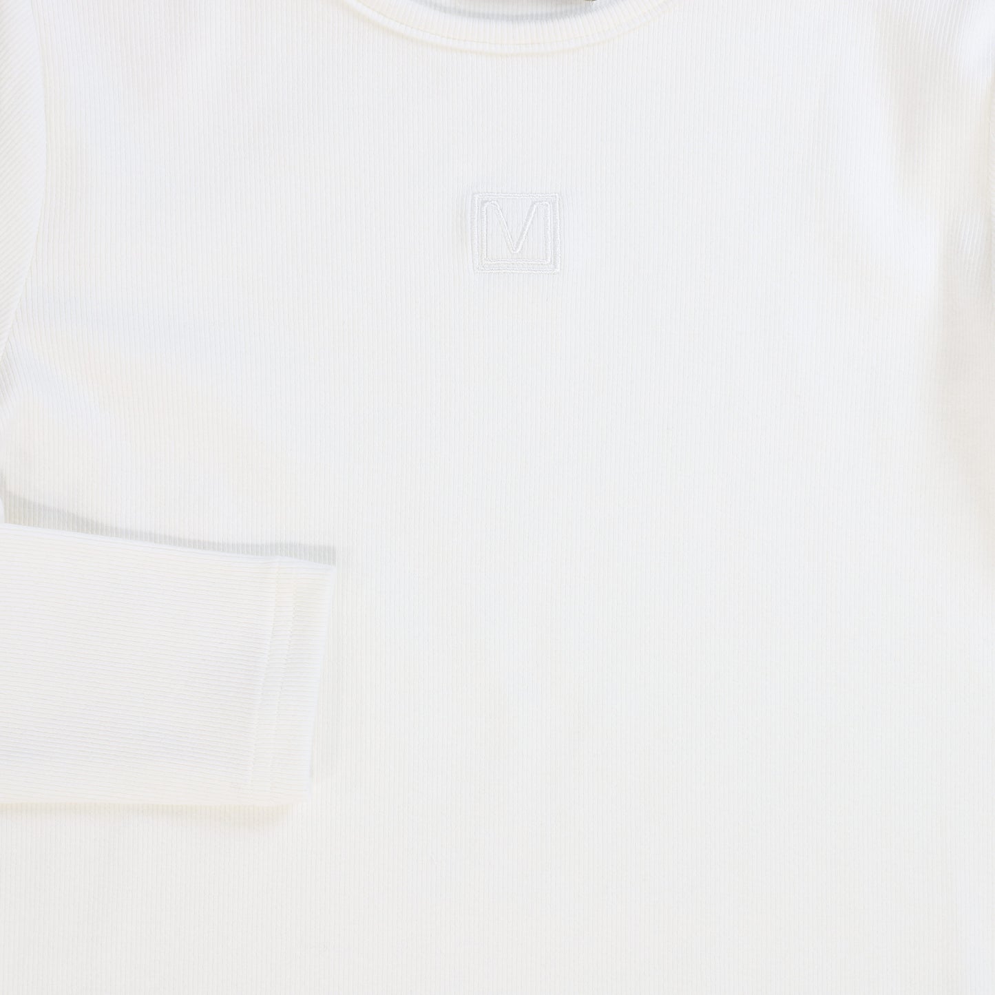 VALENTINA WHITE RIBBED LOGO PATCH T-SHIRT