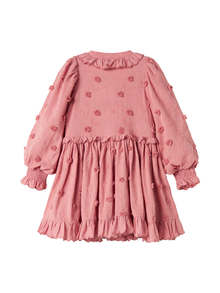 MARMAR COPENHAGEN PINK FLOWER APPLIQUE FRILL DRESS