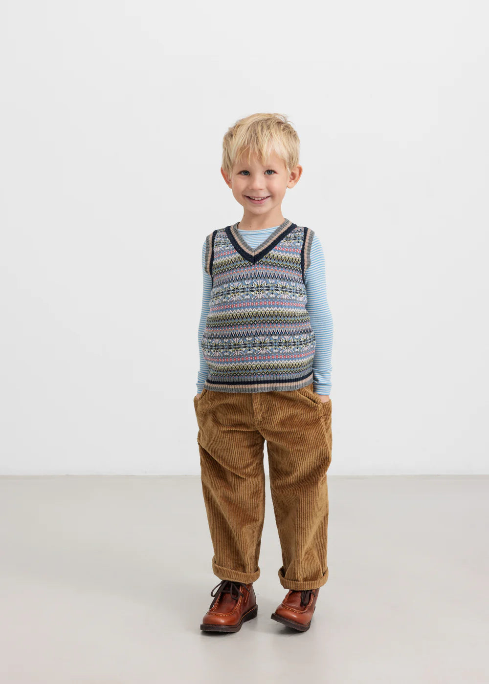 MARMAR COPENHAGEN BLUE FAIR ISLE KNIT VEST