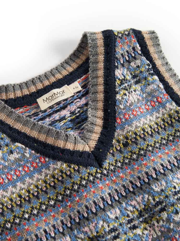 MARMAR COPENHAGEN BLUE FAIR ISLE KNIT VEST