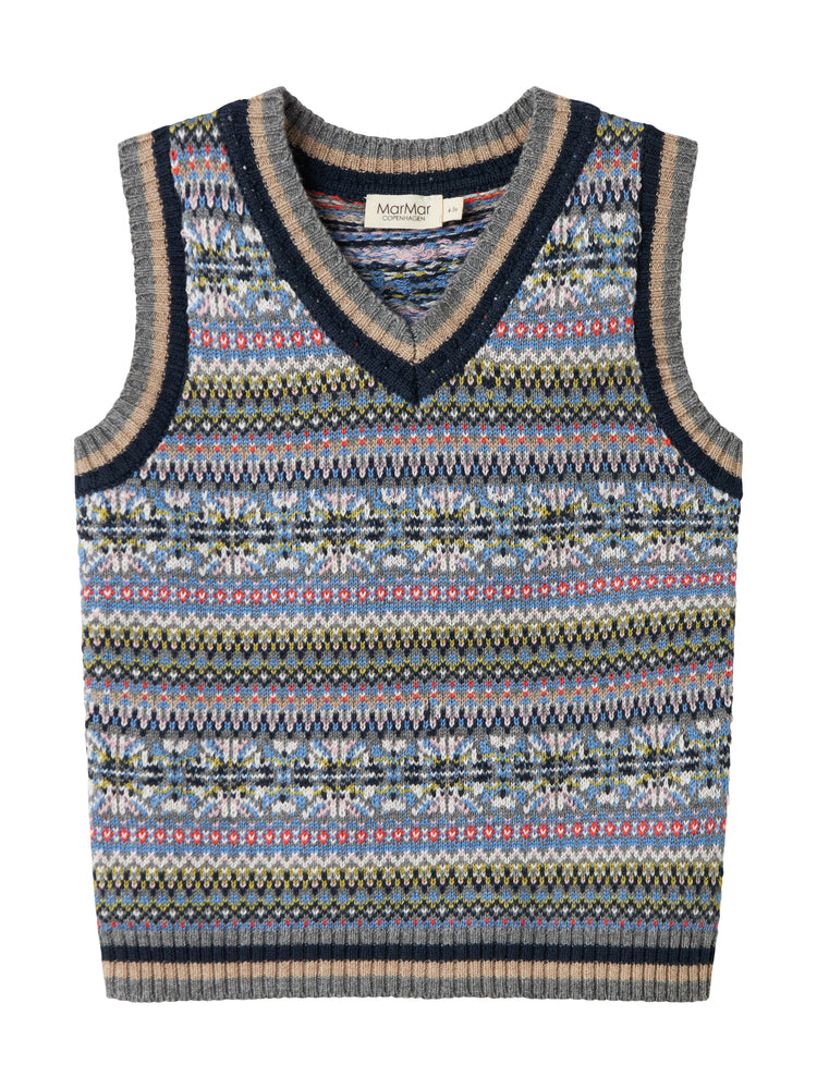 MARMAR COPENHAGEN BLUE FAIR ISLE KNIT VEST