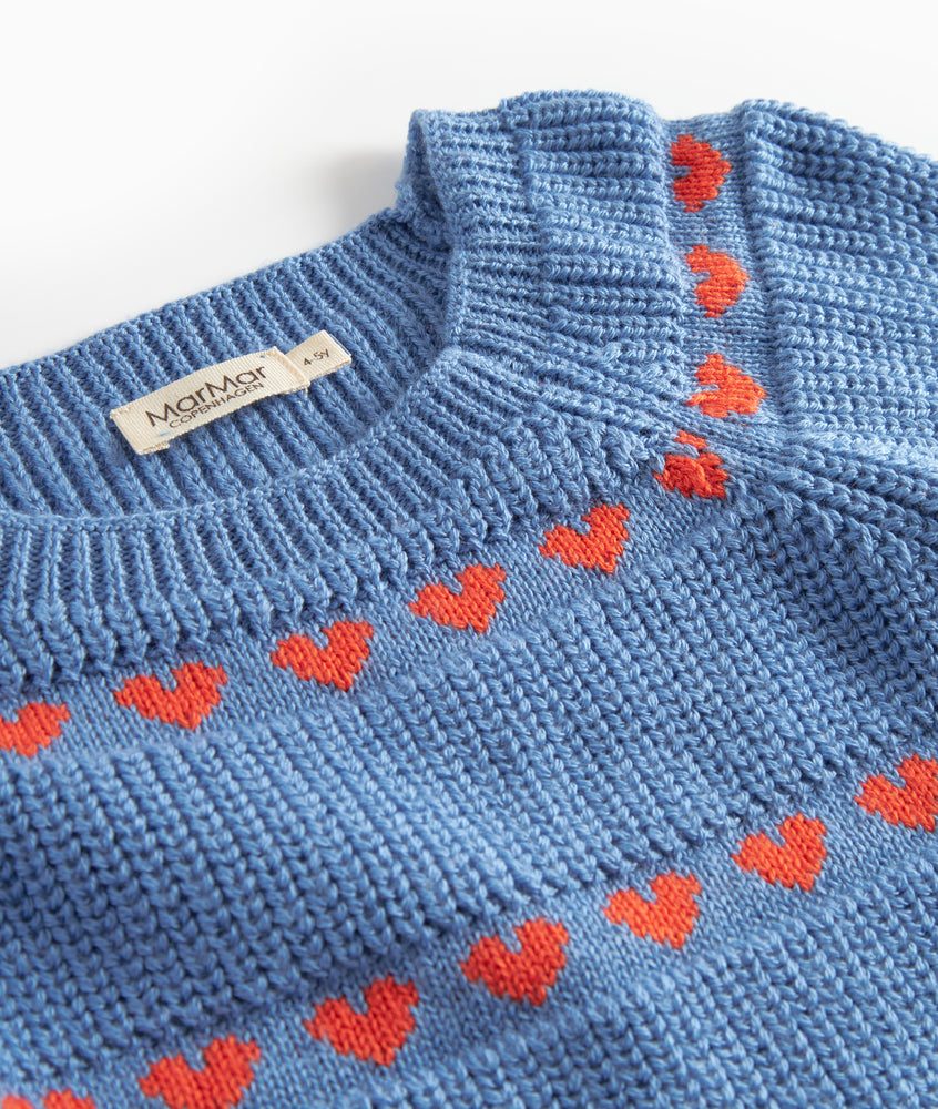 MARMAR COPENHAGEN BLUE HEART STRIPE KNIT SWEATER