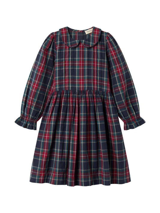 MARMAR COPENHAGEN GREEN/RED PLAID COLLAR DRESS