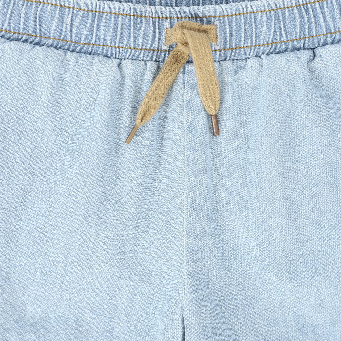 BAMBOO LIGHT BLUE DENIM DRAWSTRING SHORTS