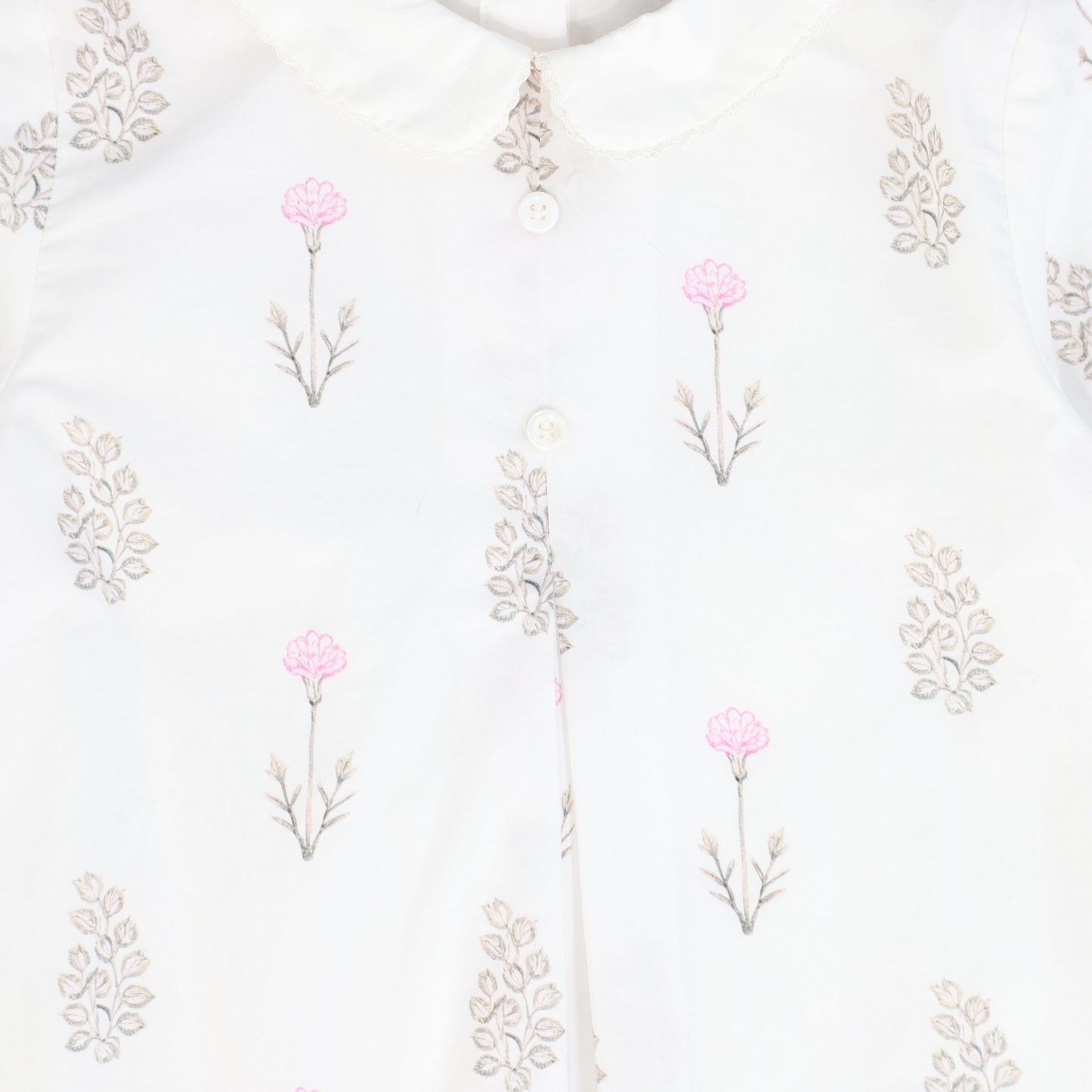 BACE COLLECTION BEIGE FLORAL SCATTERED COLLAR SS DRESS