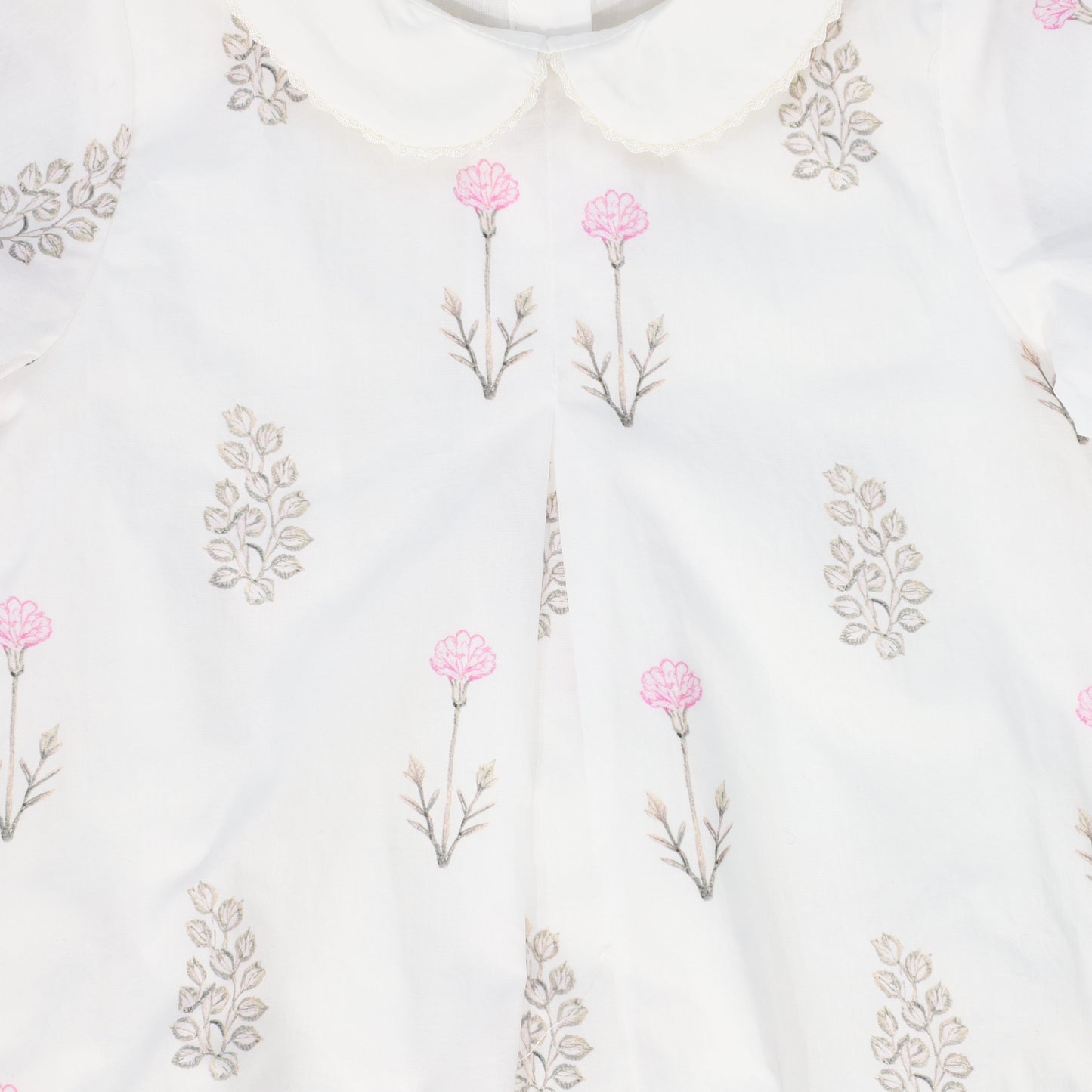 BACE COLLECTION BEIGE FLORAL SCATTERED COLLAR ROMPER