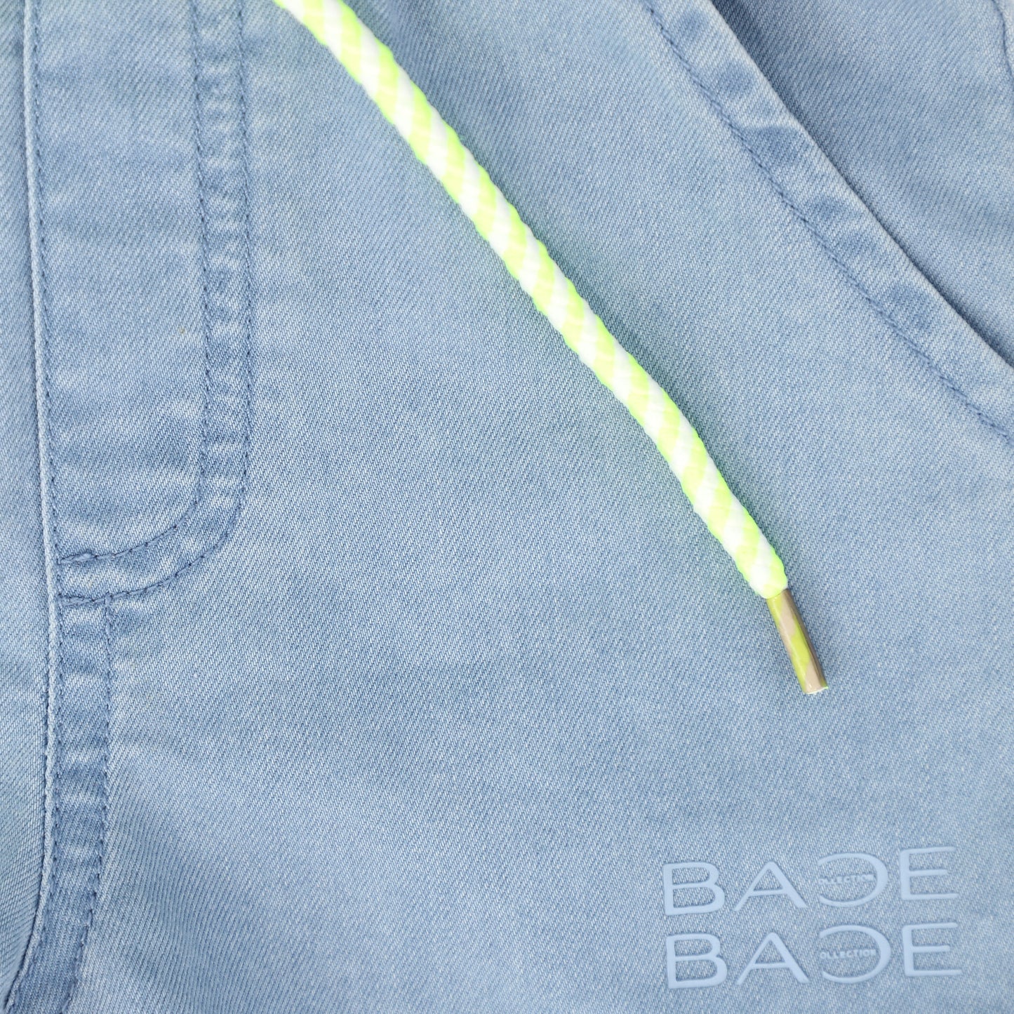 BACE COLLECTION LIGHT BLUE DENIM ROPE STRING SHORTS