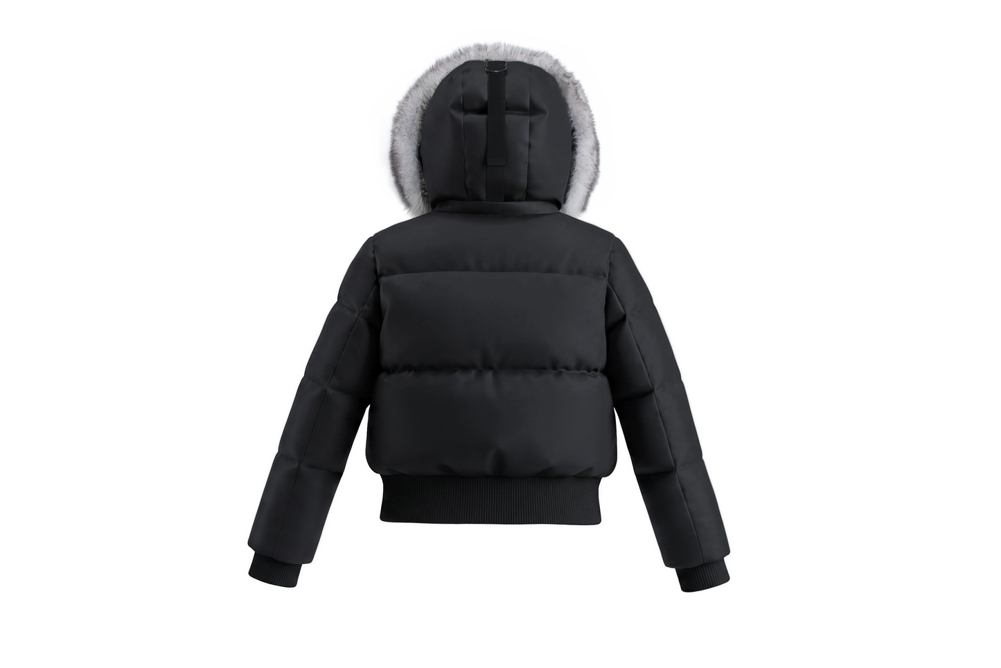 PRAMIE BLACK/SILVER FUR TRIM BOMBER COAT
