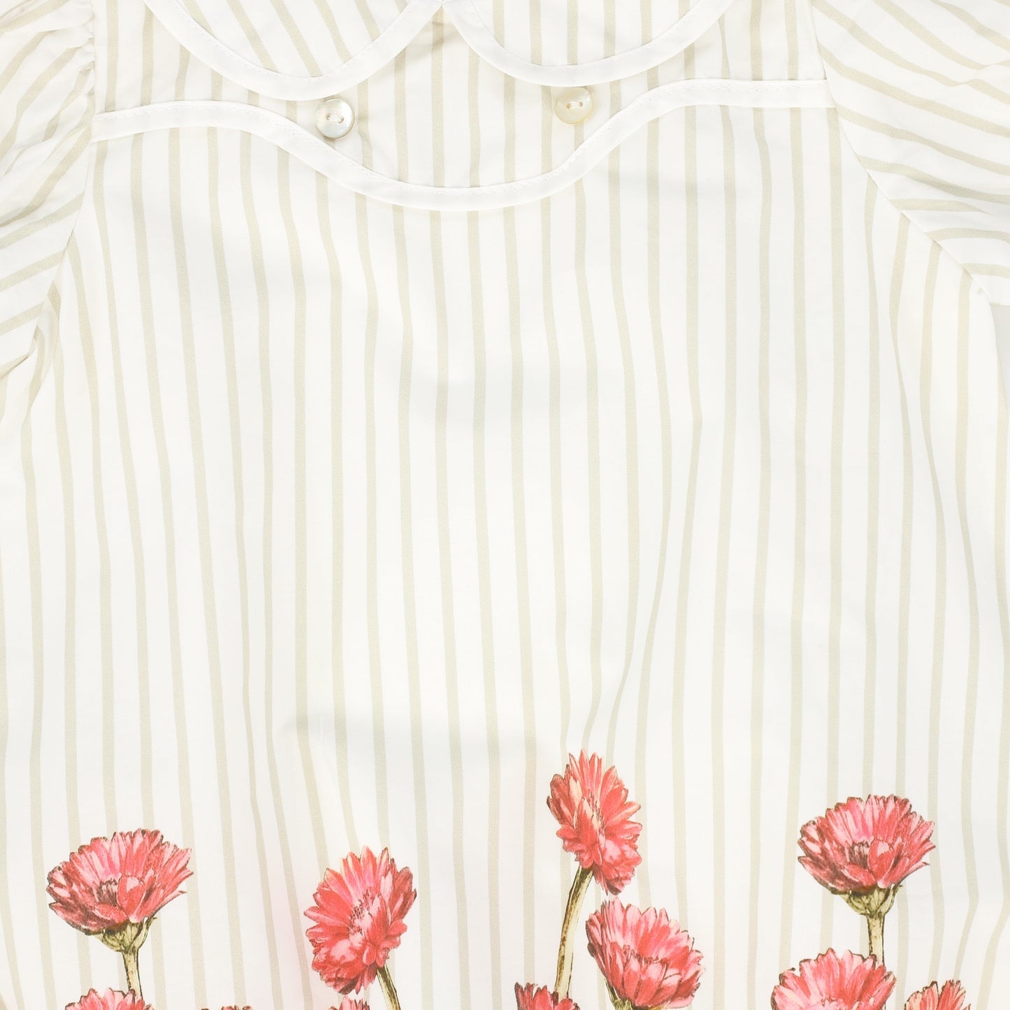 BACE COLLECTION WHITE/TAN STRIPE FLORAL ROMPER