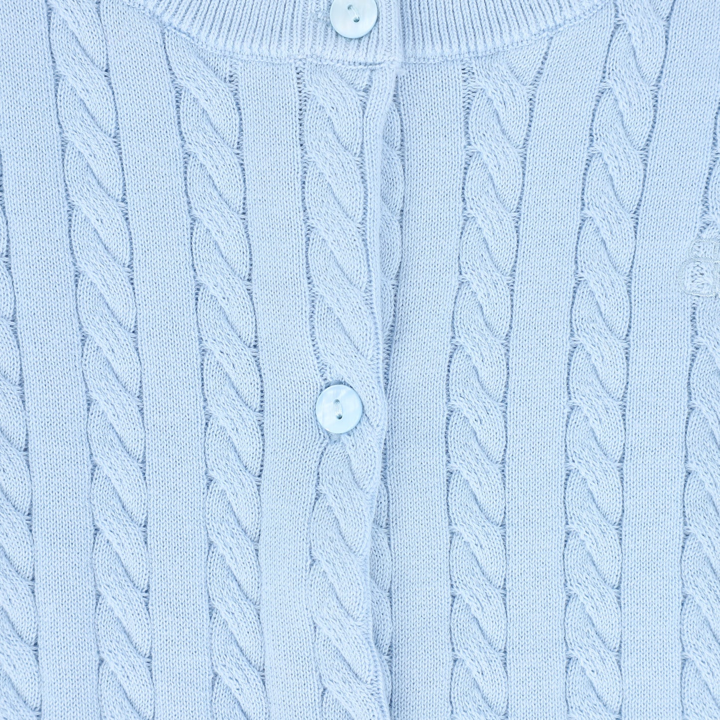 BAMBOO LIGHT BLUE CABLE KNIT BUTTON CARDIGAN