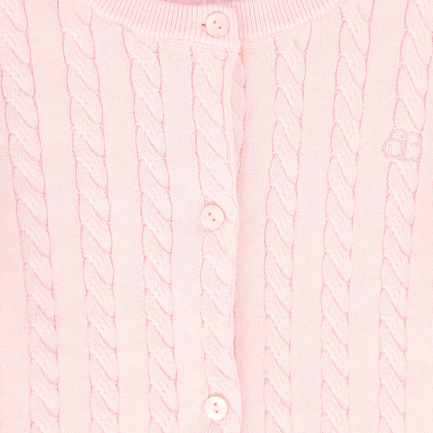 BAMBOO PINK CABLE KNIT BUTTON CARDIGAN