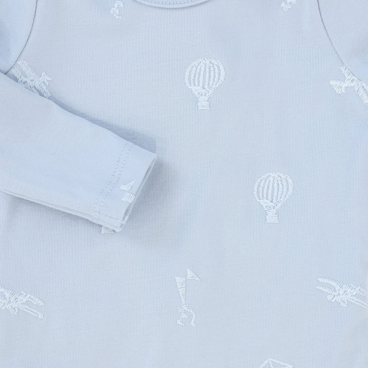 BEBE JOLEE BLUE HOT AIR BALLOON STITCHED FOOTIE