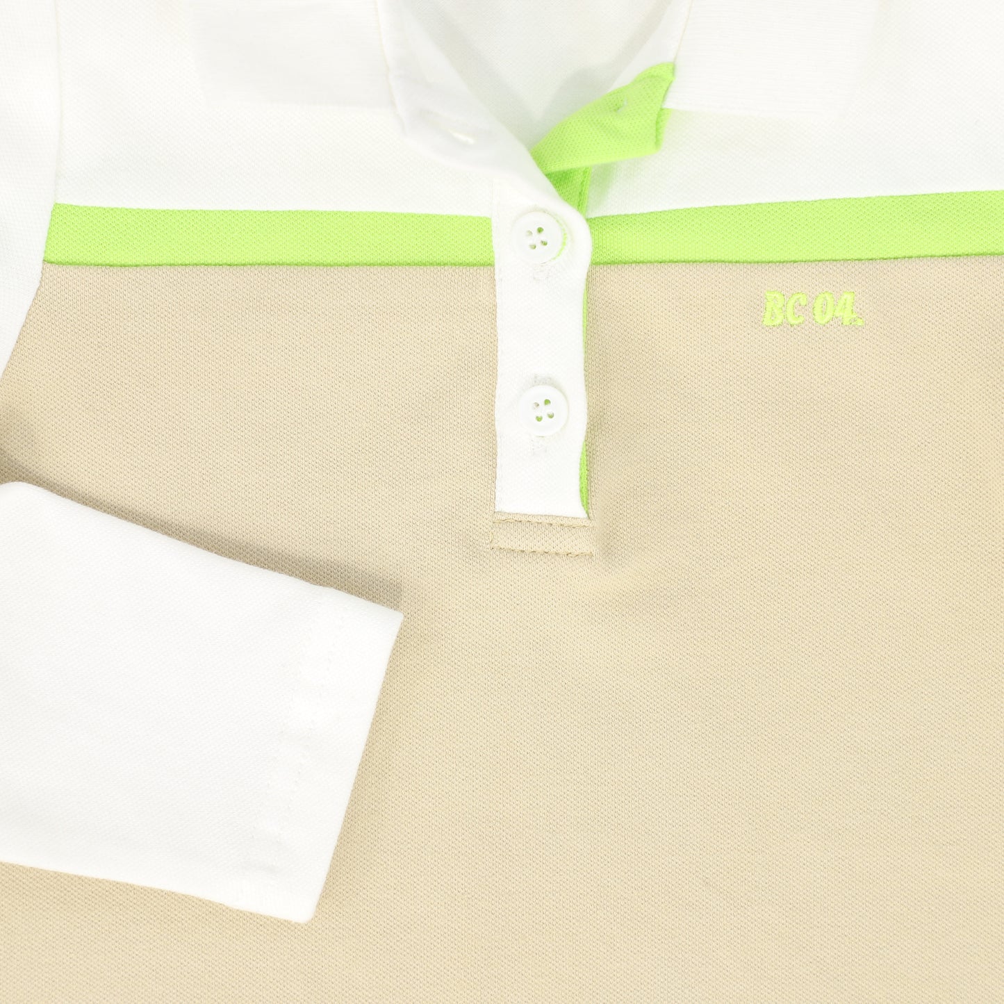 BACE COLLECTION TAN STRIPED CONTRAST PIQUE LS POLO