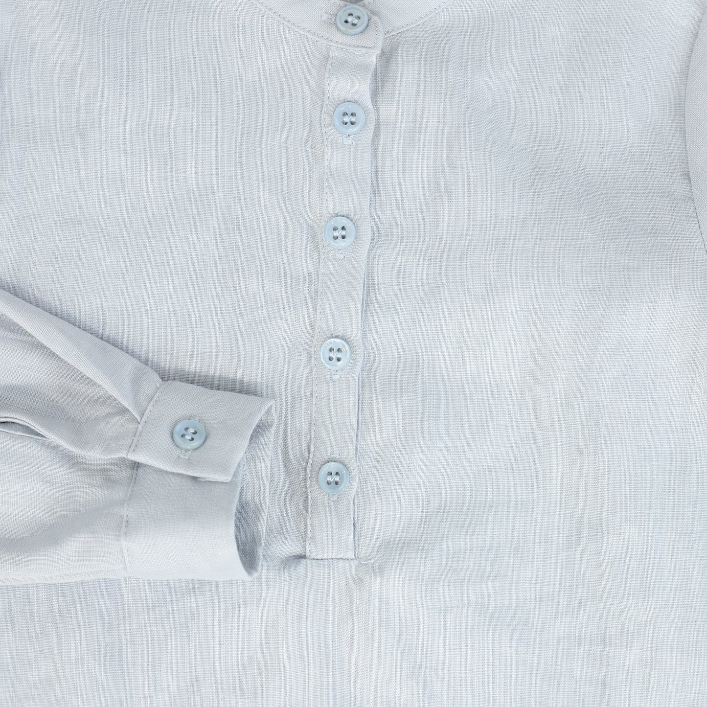 LE BOURDON BLUE LINEN BUTTON BLOUSE