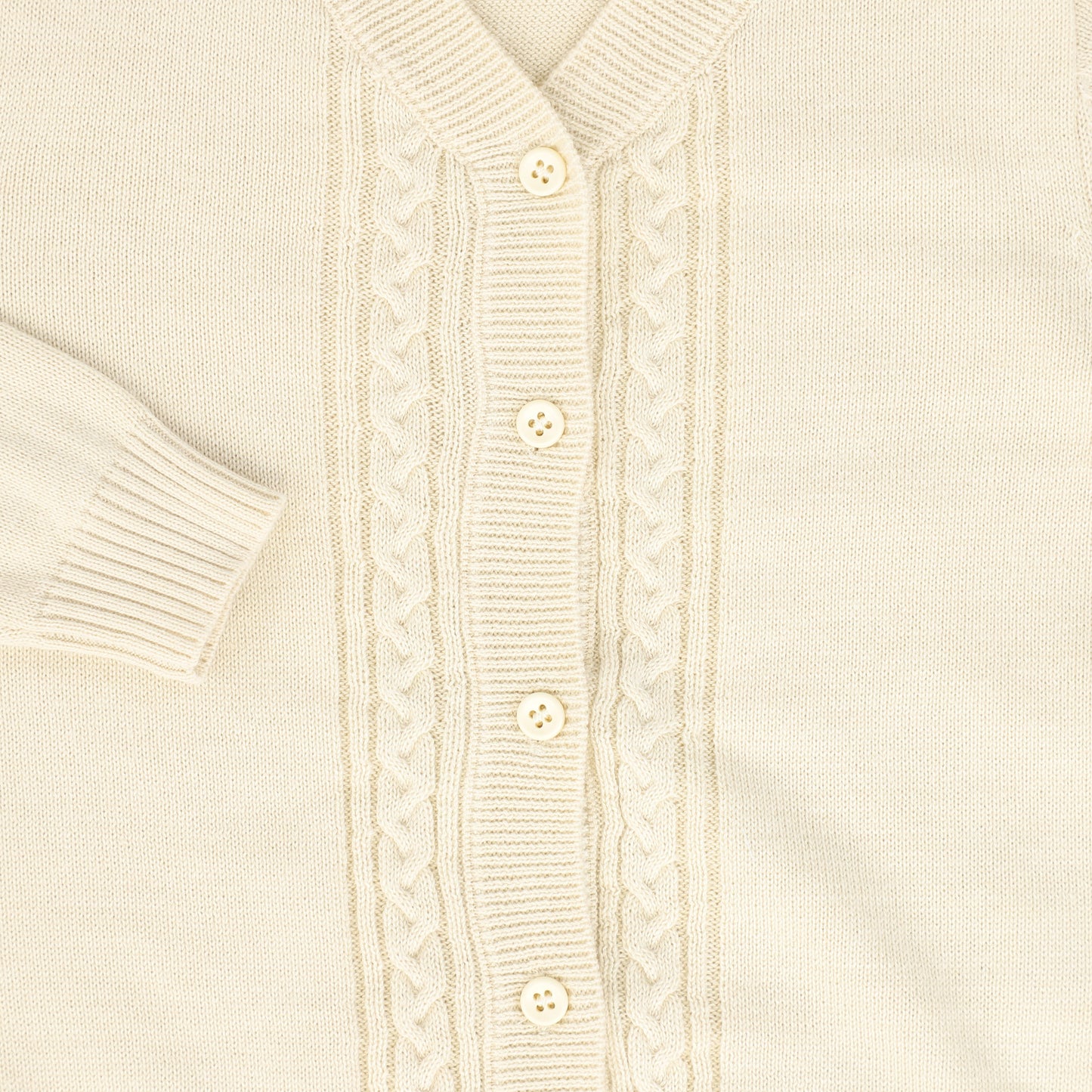 LE BOURDON BEIGE KNIT CABLE STRIPE COLLAR CARDIGAN