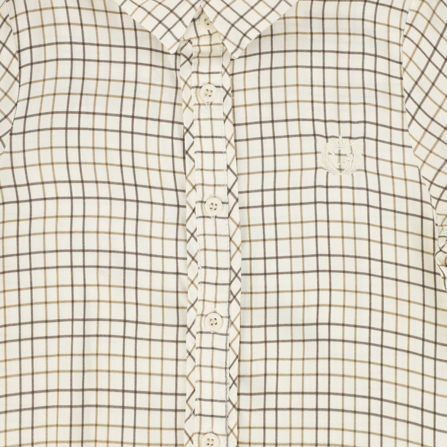 LE BOURDON WHITE/BROWN PRINTED COLLAR BLOUSE